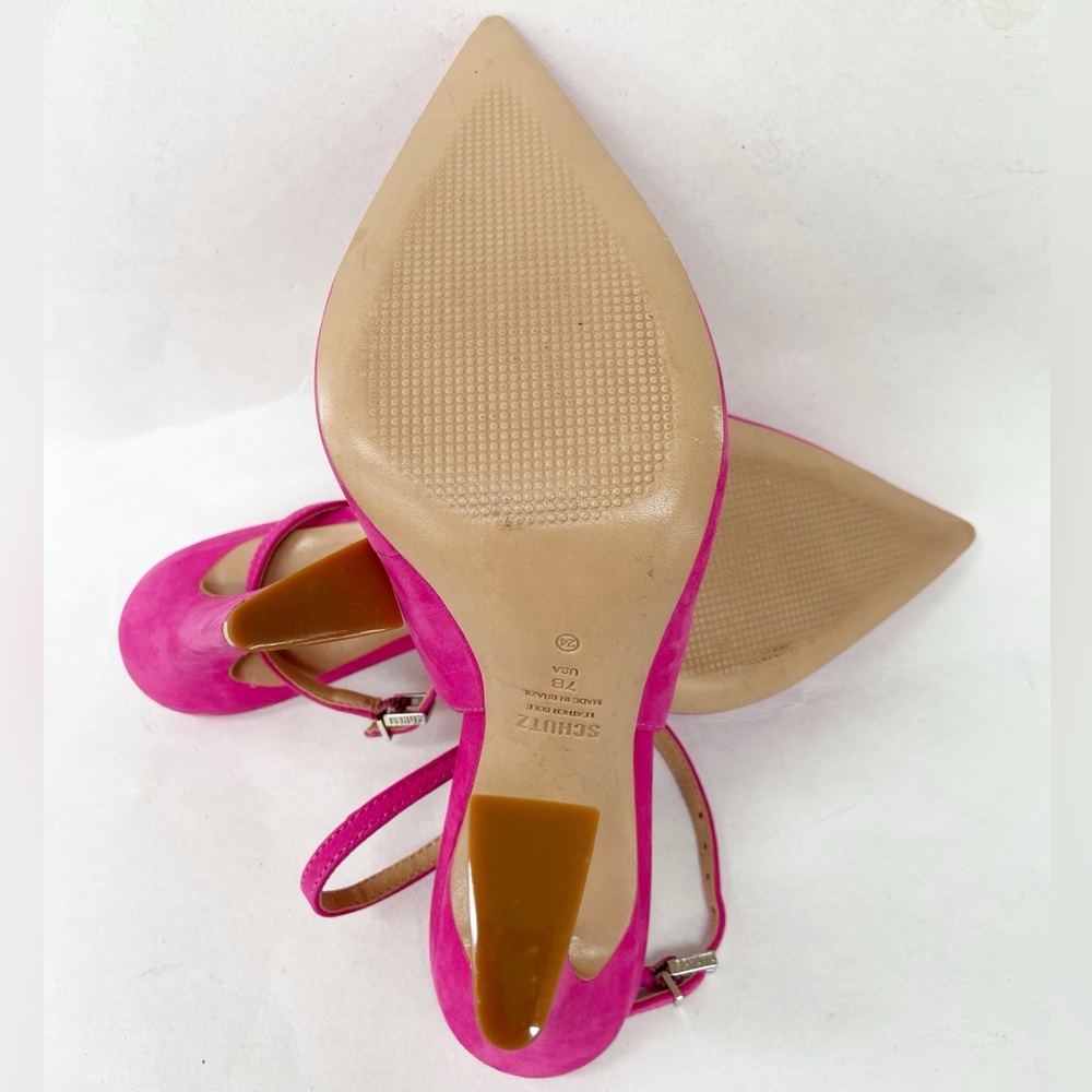 Schutz Pink Suede Leather Pump Size 7B - Picture 10 of 12